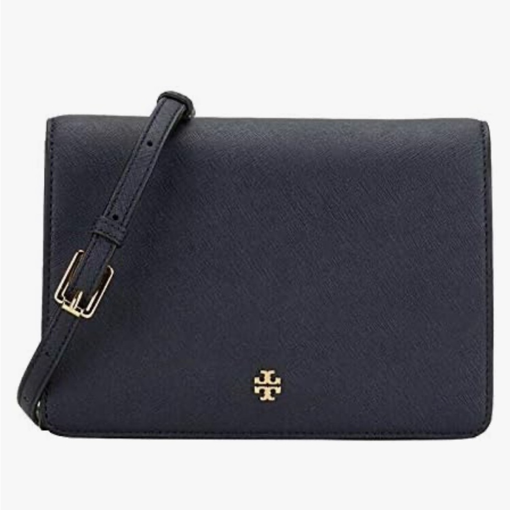 TORY BURCH EMERSON 82328 BLACK WITH GOLD HARDWARE CROSSBODY BAG